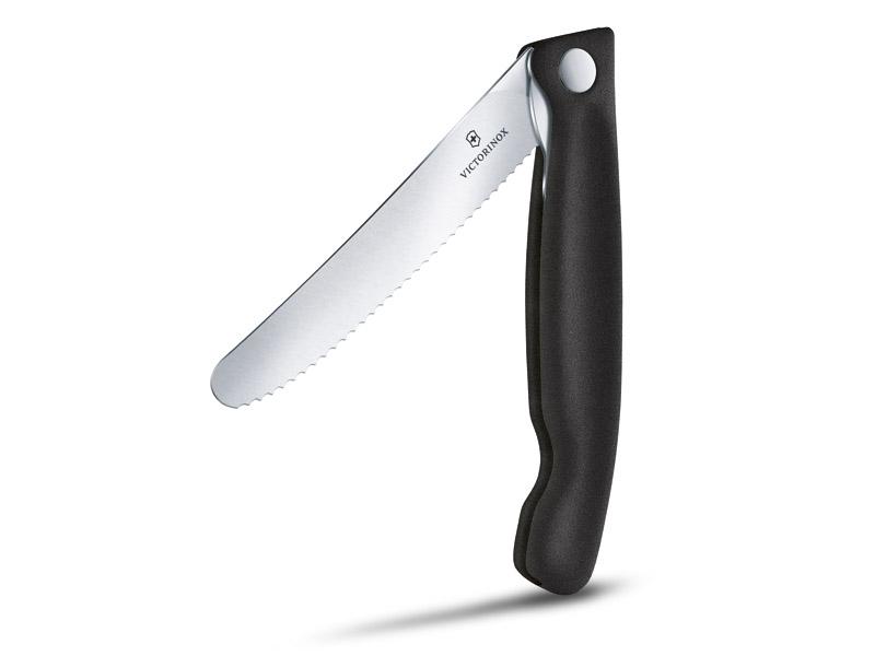 Couteau office pliant Victorinox Swissclassic lame crantée - manche noir 13 cm