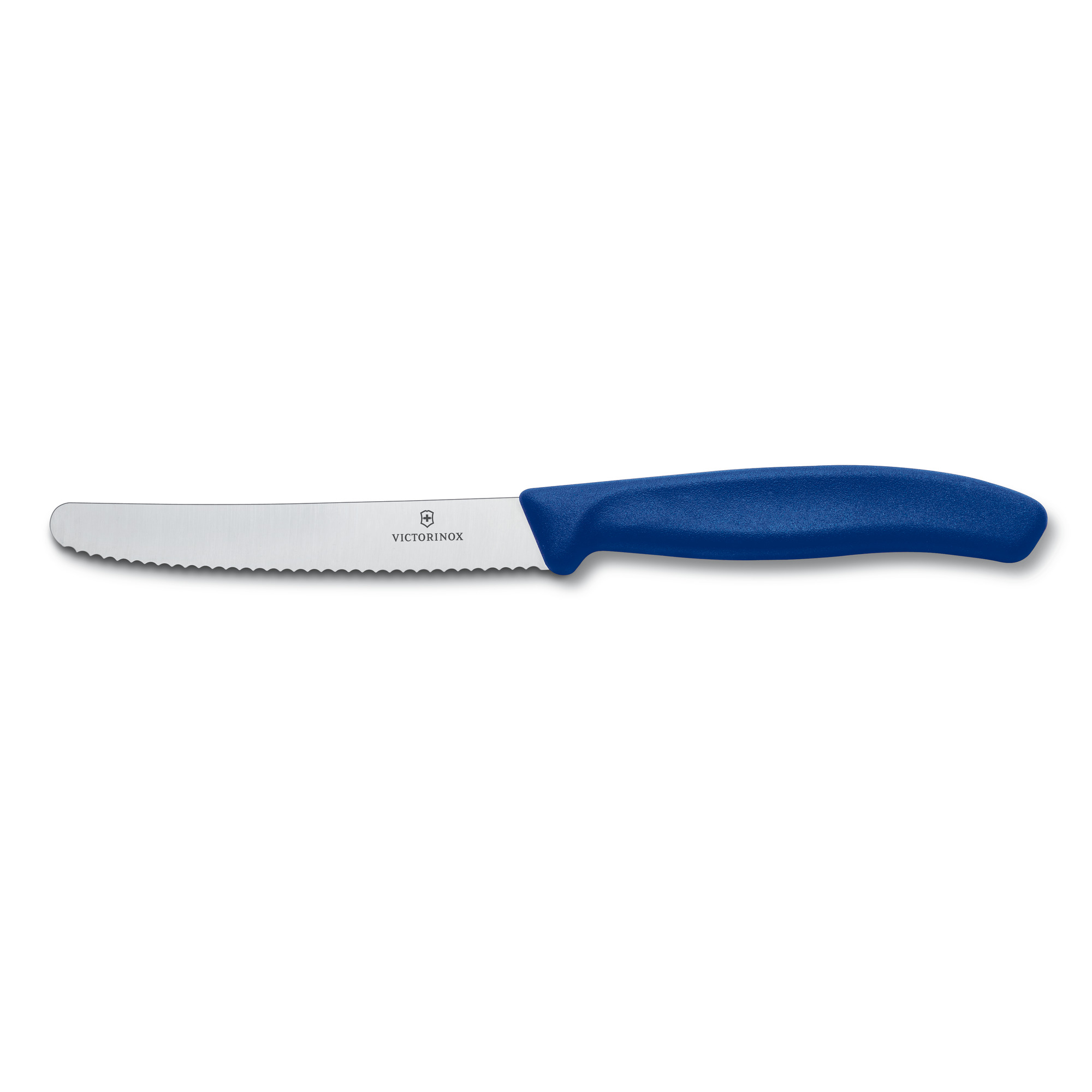 Couteau de table/tomates Victorinox Swissclassic lame crantée - manche bleu